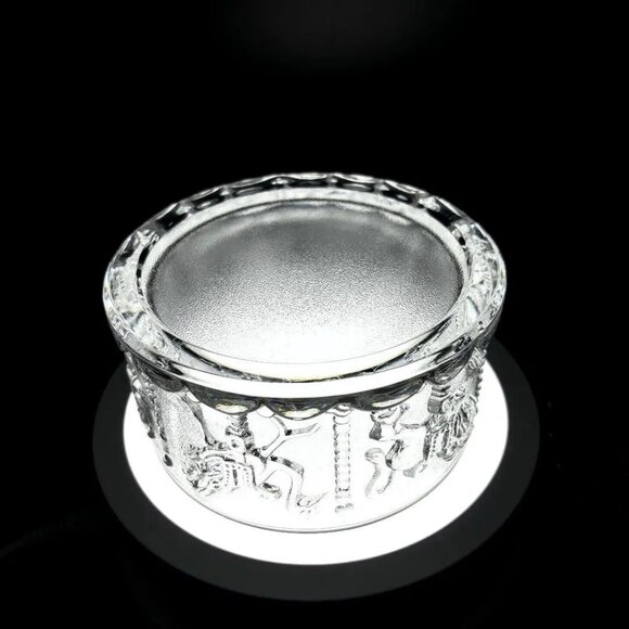 Vintage Goebel Germany Lead Crystal Carousel Lidded Candy Dish Circus Tent - Picture 9 of 9